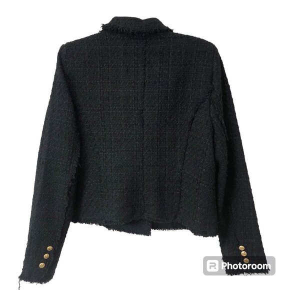 House of Harlow 1960 Size Large Black Tweed Women’s Blazer Classic Parisian - Picture 2 of 7